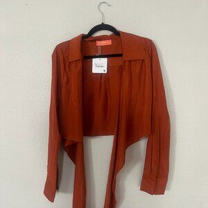 Collared Wrap Top - Pecan Orange